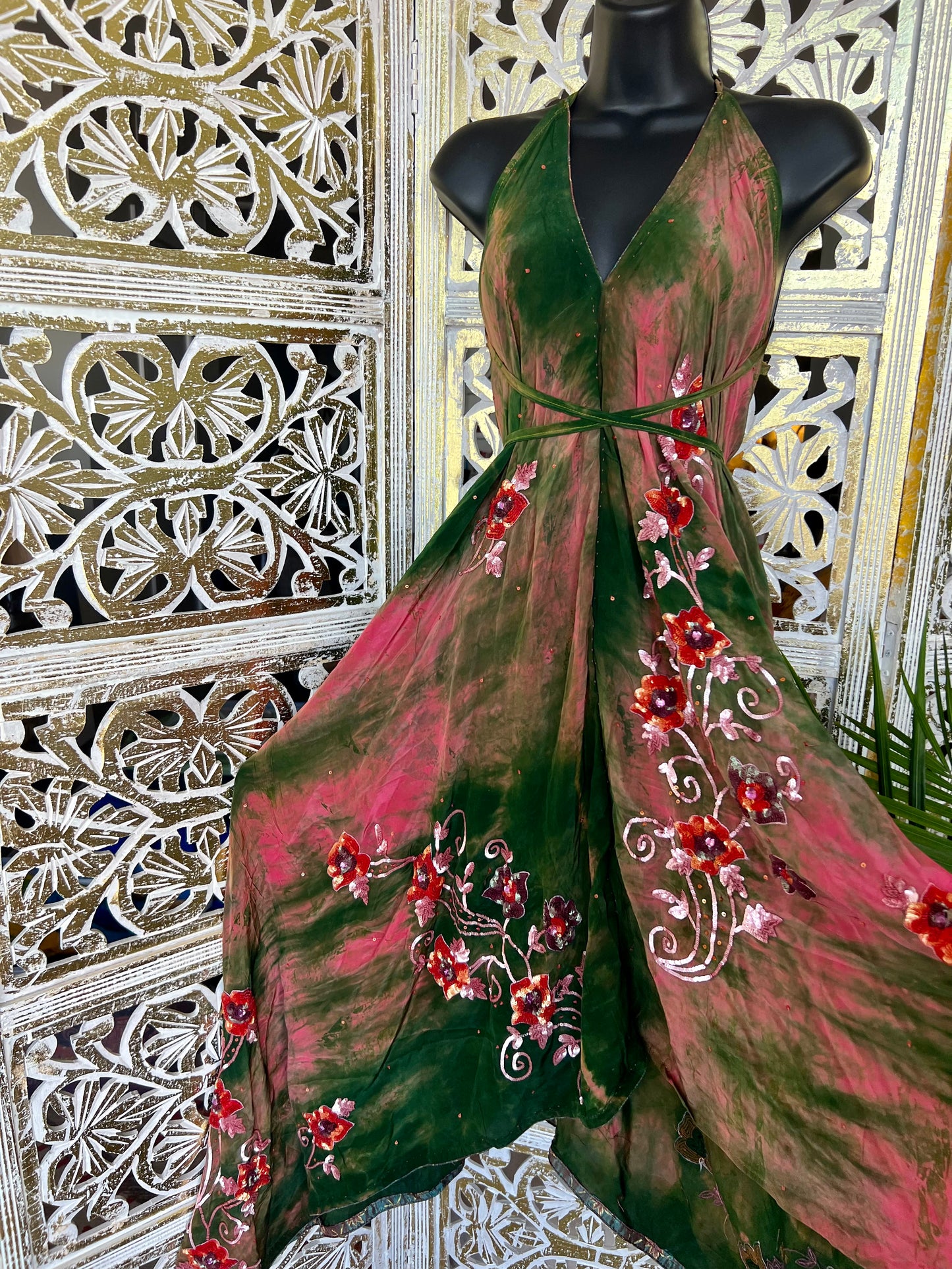 Silk Sari Jumpsuit - Pink Tie Dye