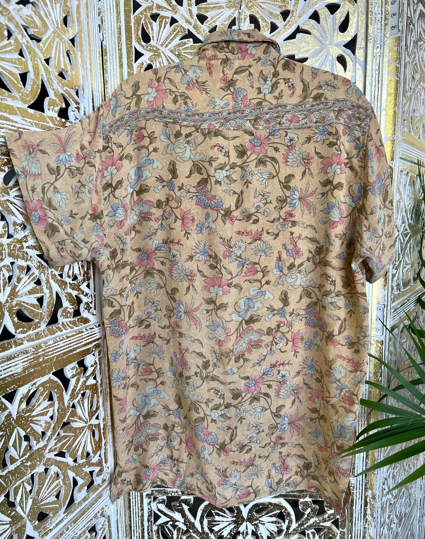 Silk Sari Button Up Shirt - Floral
