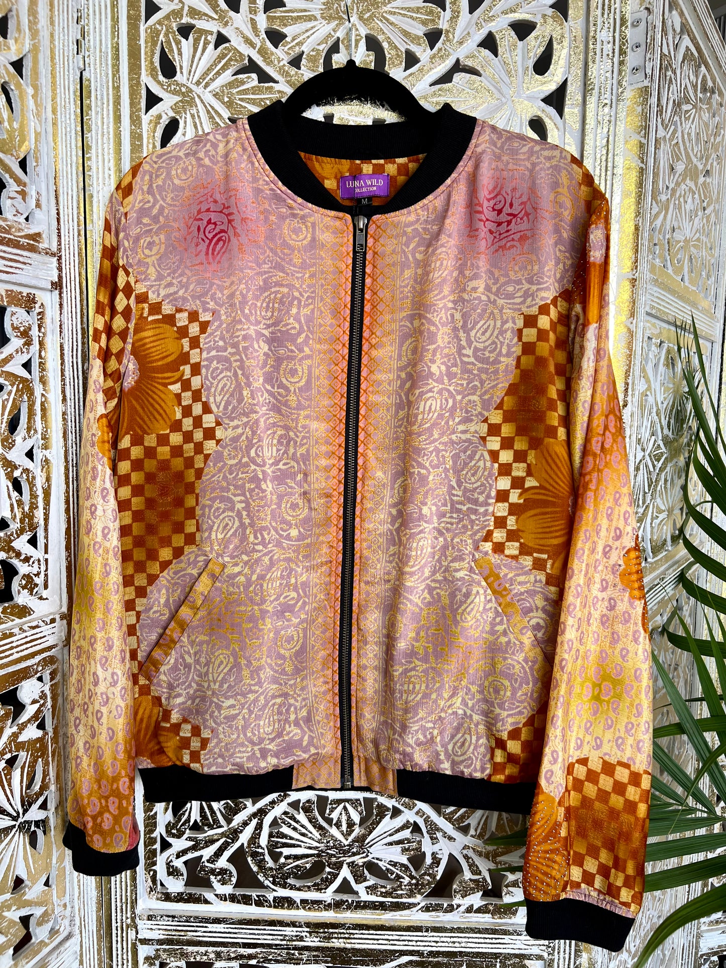 Lightweight Bomber Jacket - Checkered Floral