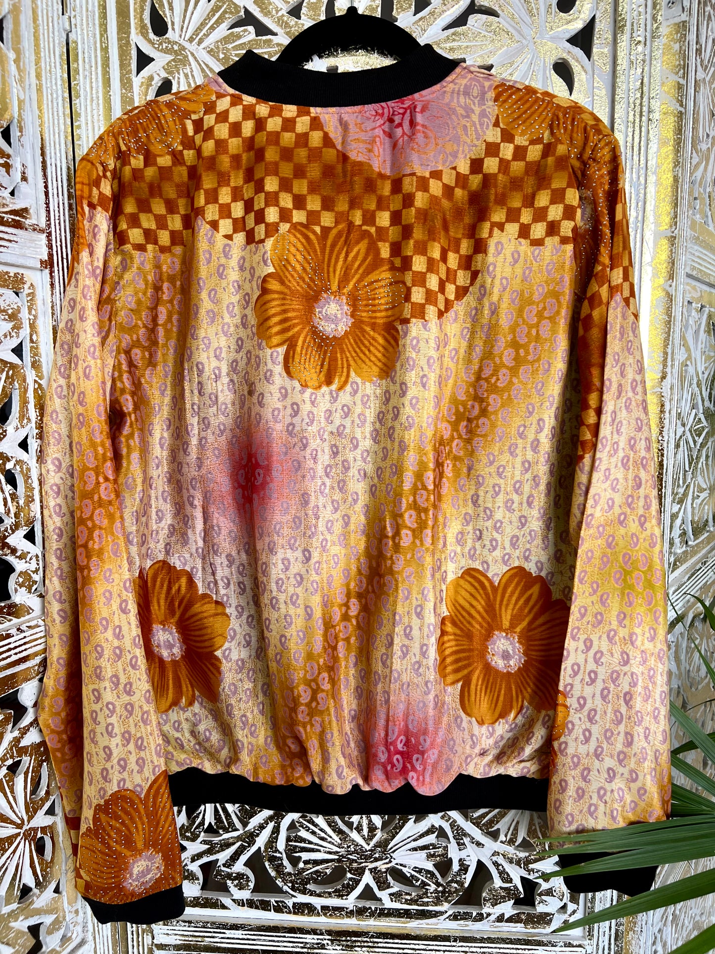 Lightweight Bomber Jacket - Checkered Floral