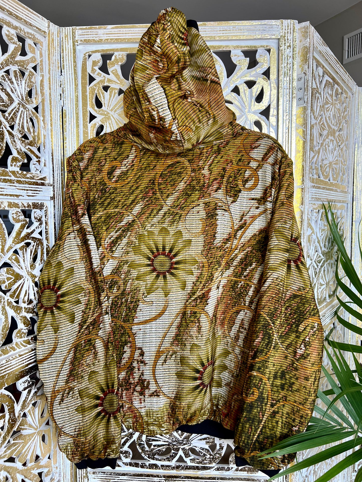 Jacket w Hood - Gold Floral