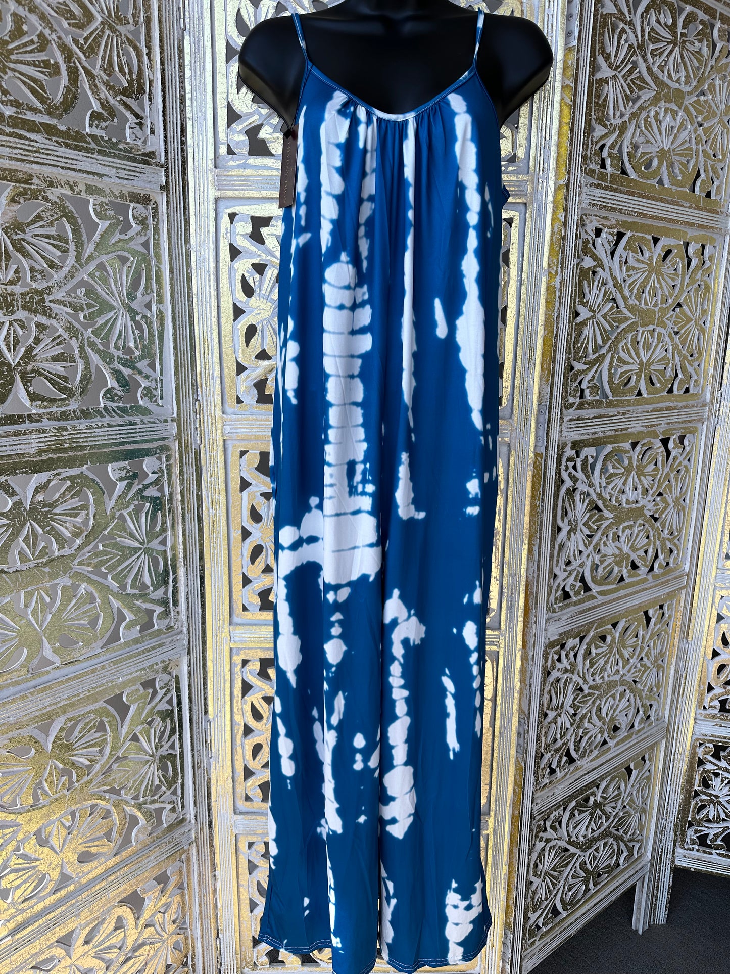 Tie Dye Loose Fit Jumpsuit - Blue