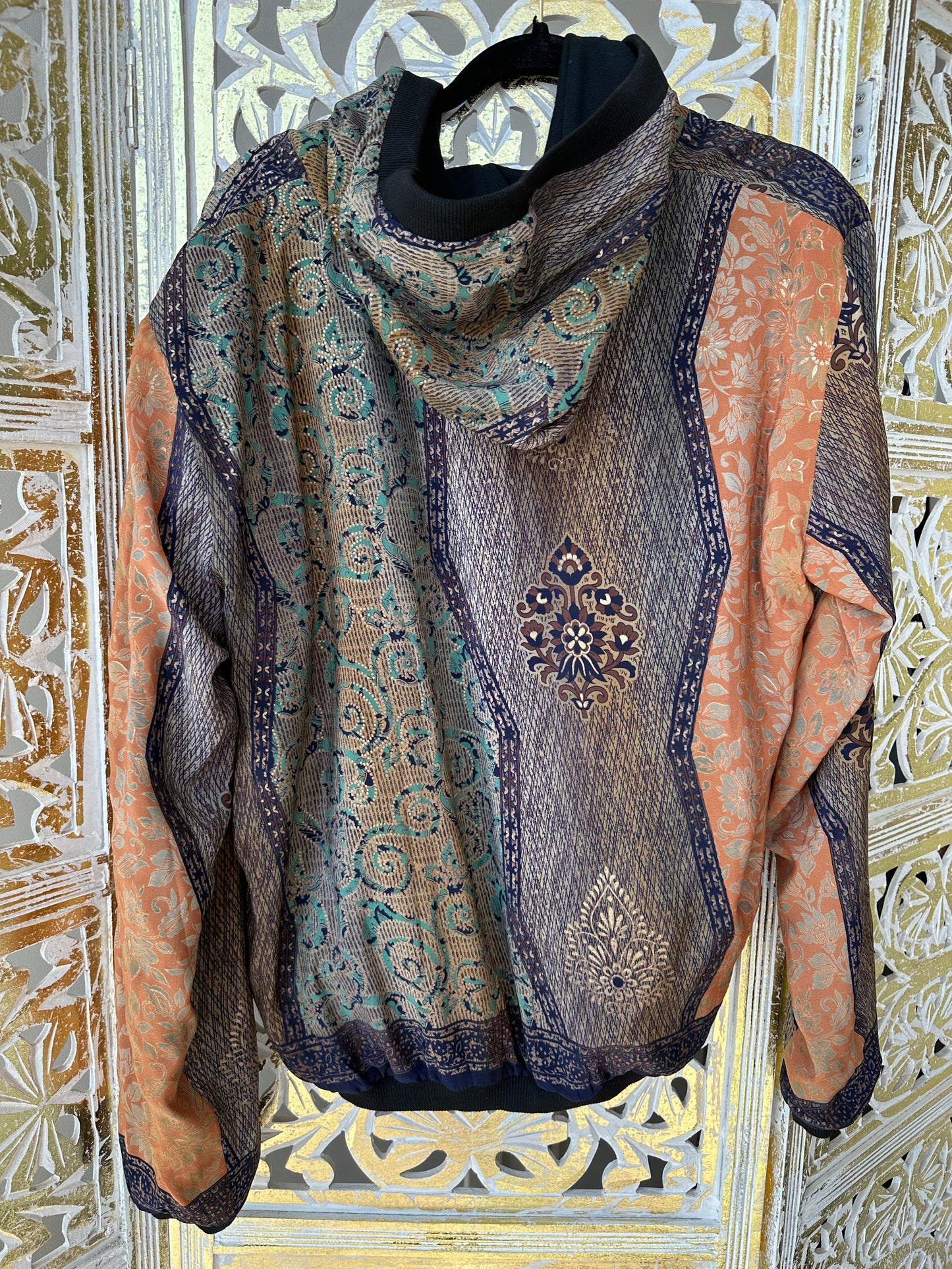 Jacket w Hood - Blue, Teal & Salmon