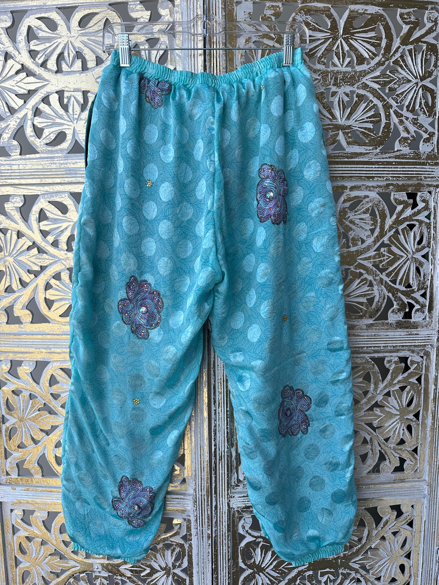 Silk Sari Pants - Sky Blue