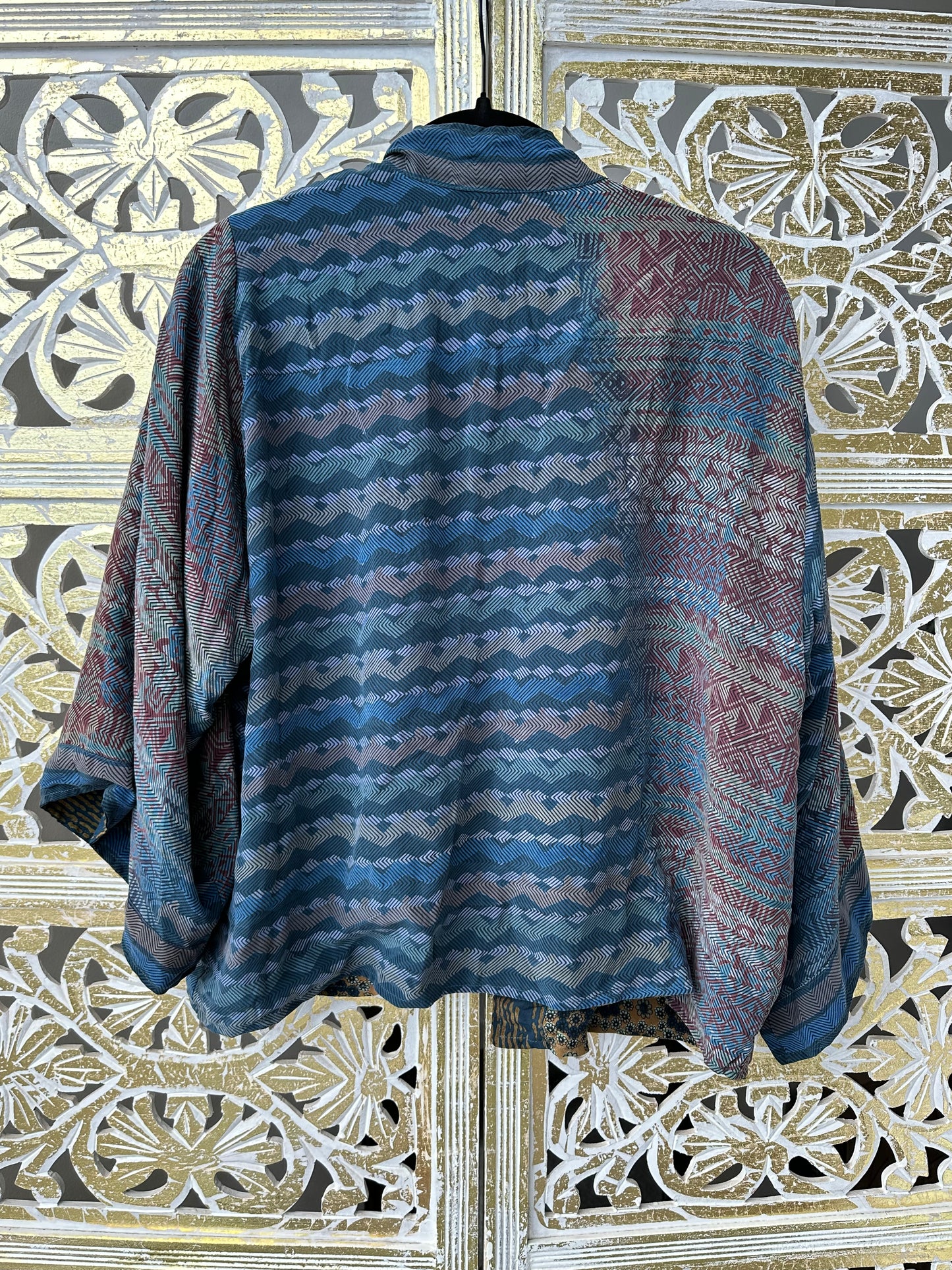 Silk Jacket (reversible) - Blue & Yellow Floral