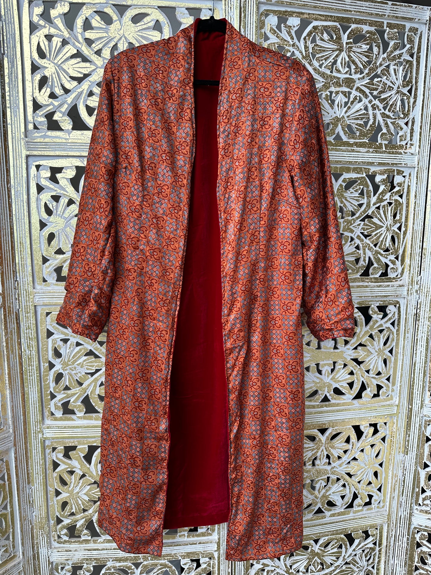 Velvet Jacket (reversible) - Orange/Grey & Red