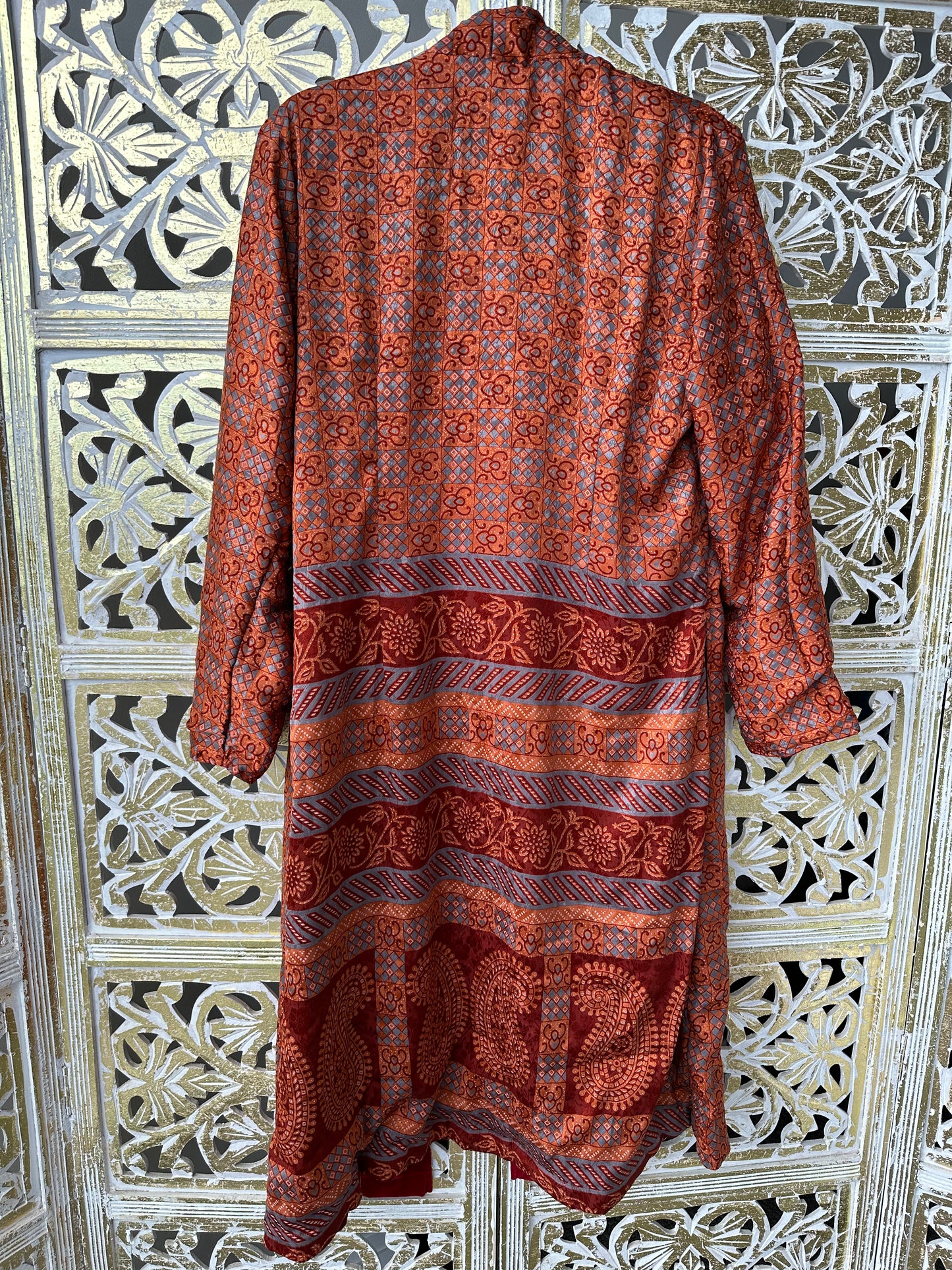 Velvet Jacket (reversible) - Orange/Grey & Red