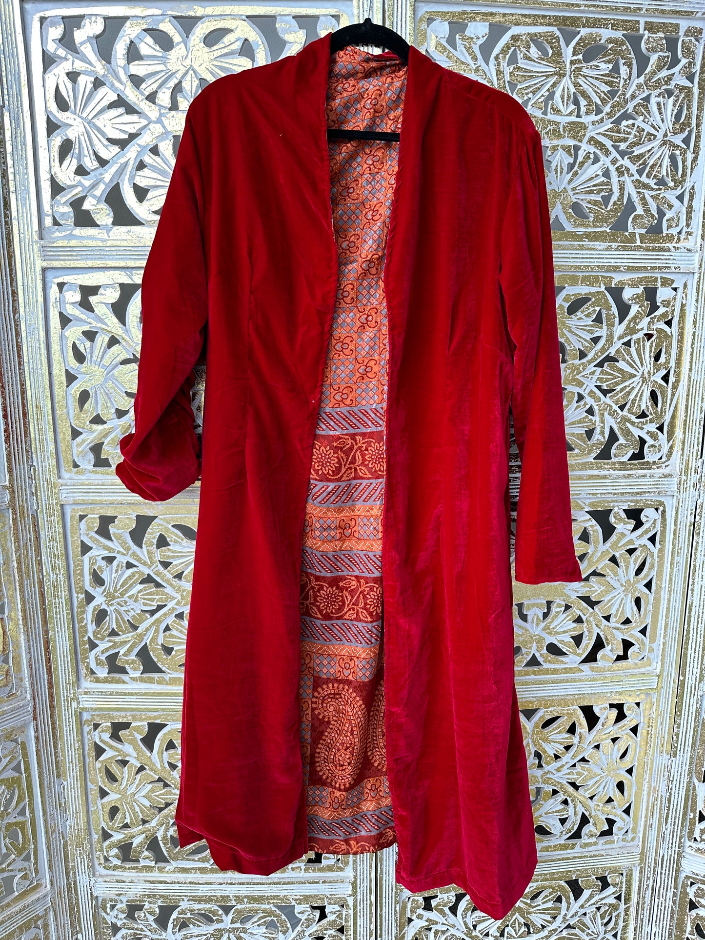 Velvet Jacket (reversible) - Orange/Grey & Red