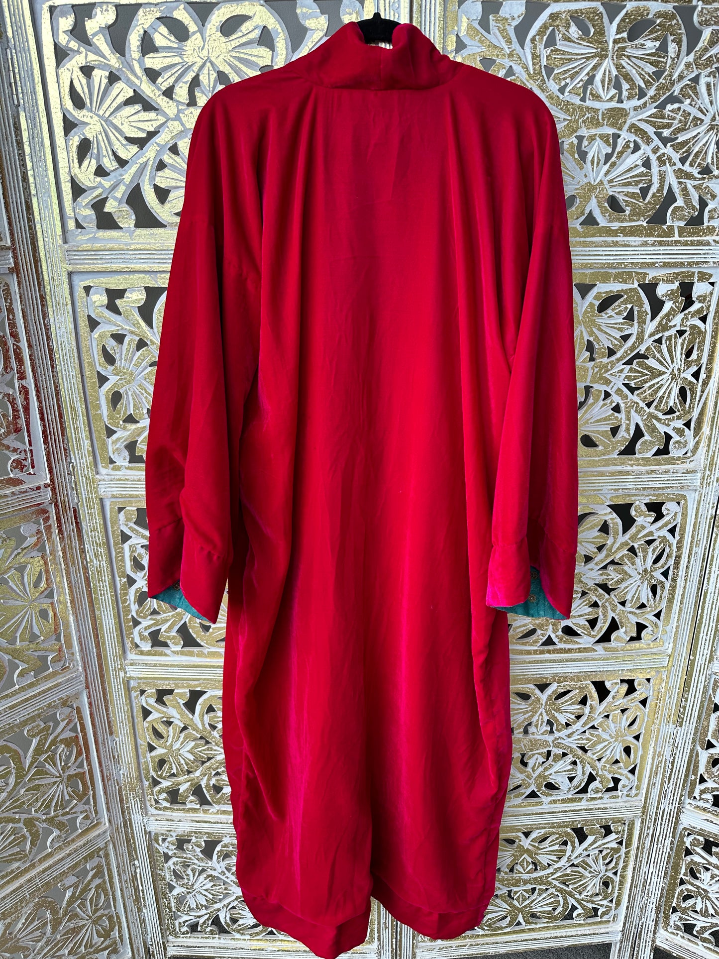 Velvet Jacket (reversible) - Tan/Teal & Fuchsia