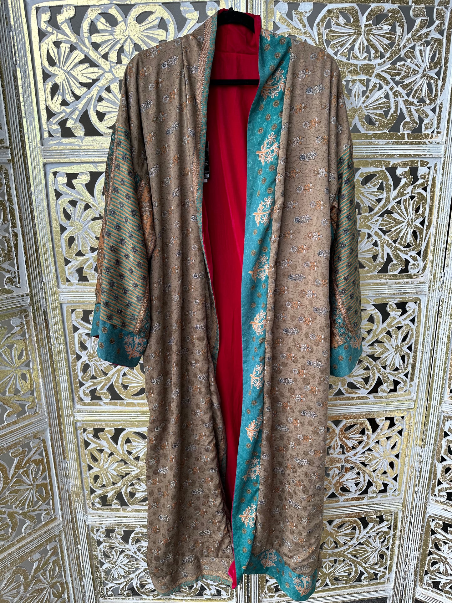 Velvet Jacket (reversible) - Tan/Teal & Fuchsia