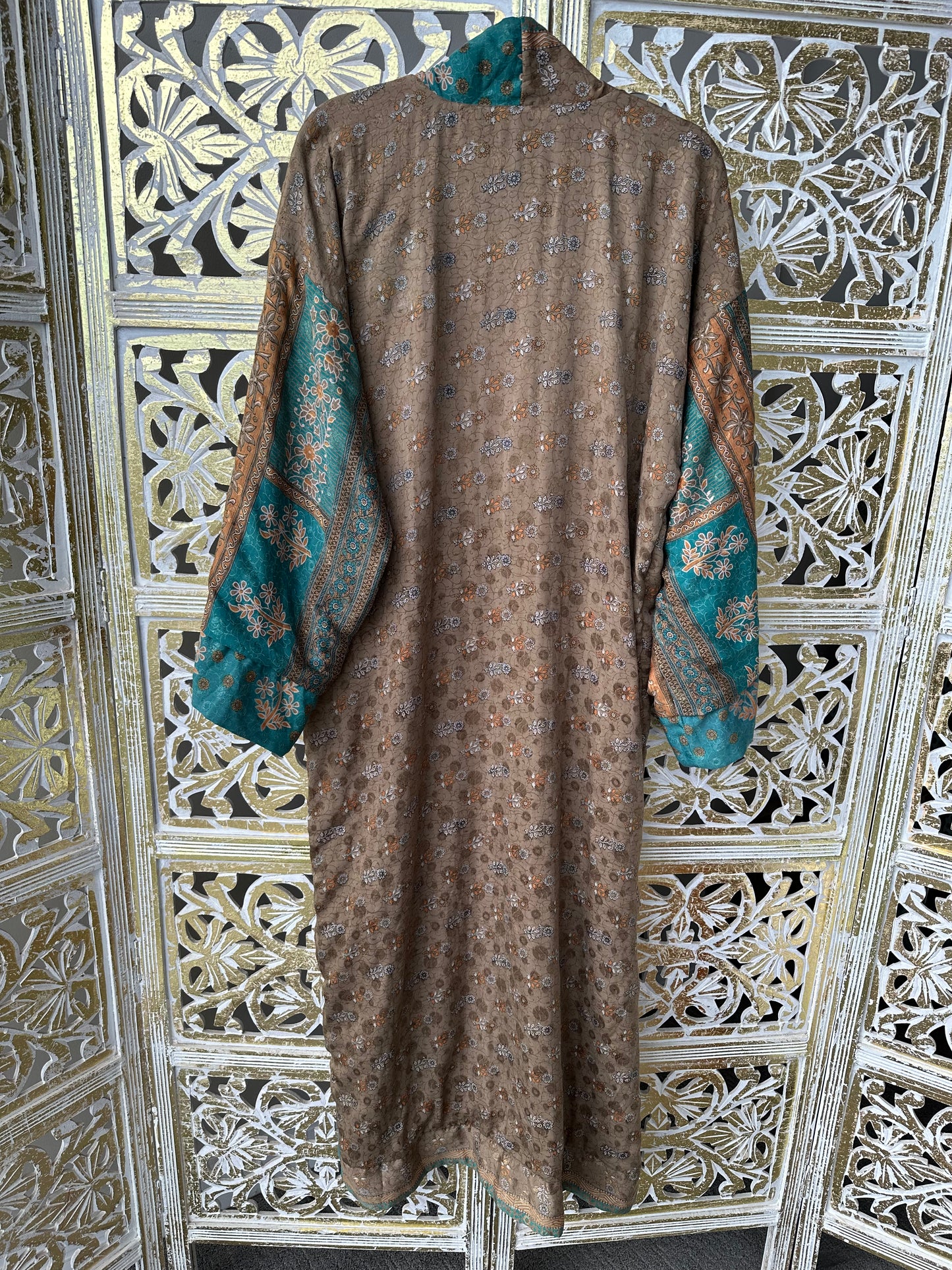 Velvet Jacket (reversible) - Tan/Teal & Fuchsia