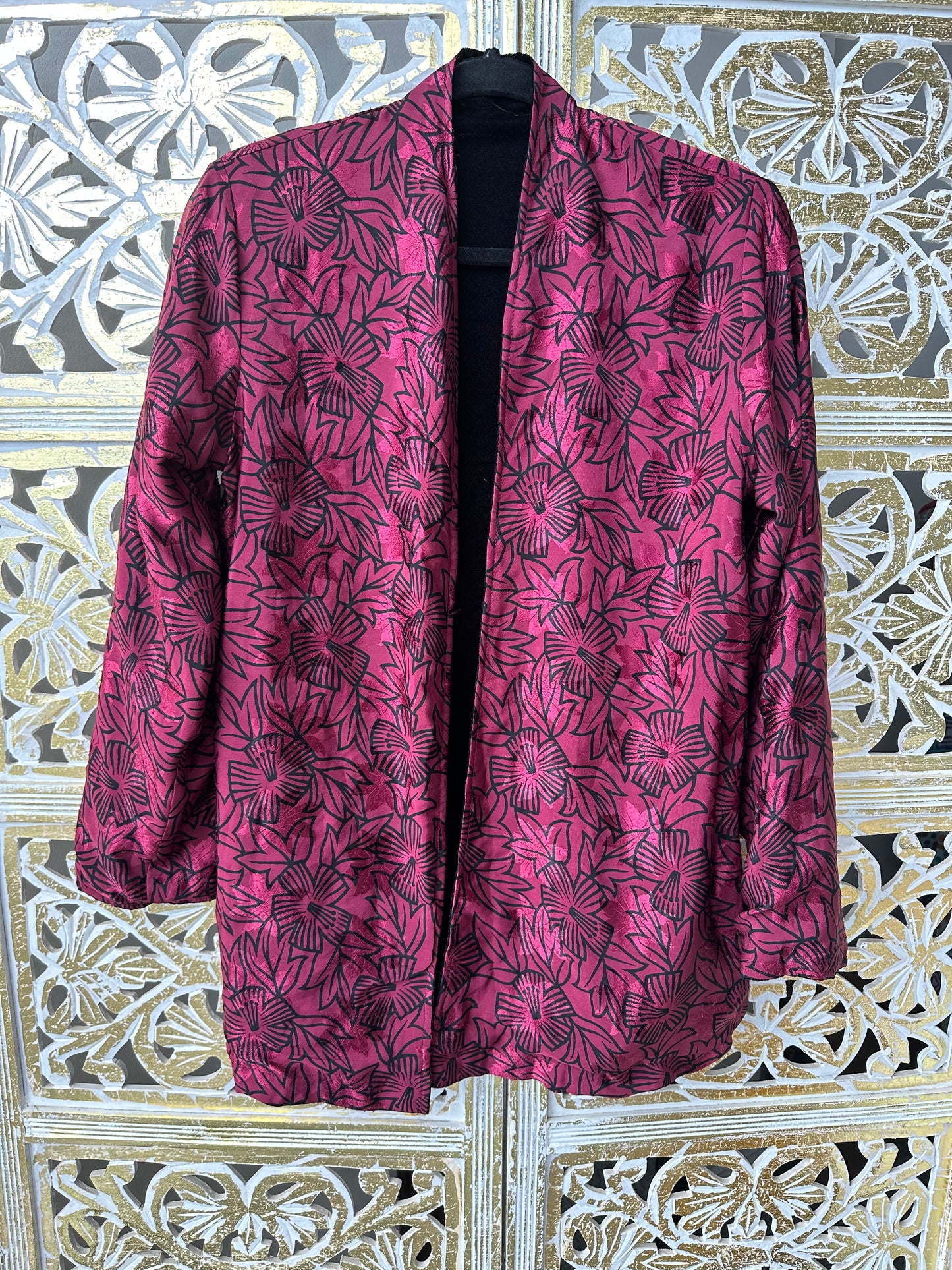 Short Velvet Jacket (reversible) - Magenta & Black