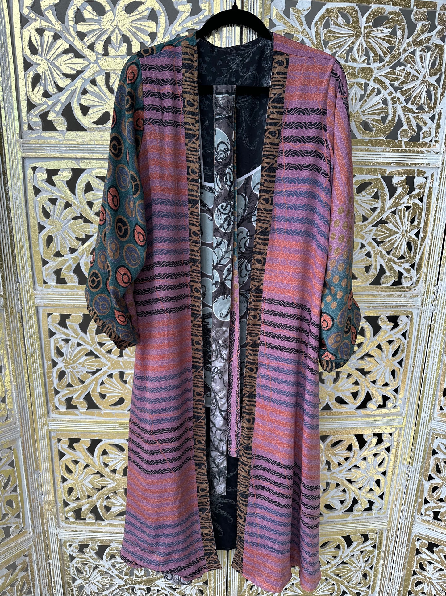 Silk Sari Double Sided Robe - Sunset to Moonlight