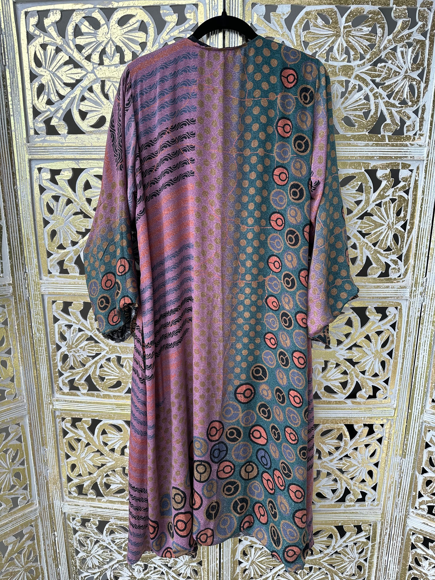 Silk Sari Double Sided Robe - Sunset to Moonlight