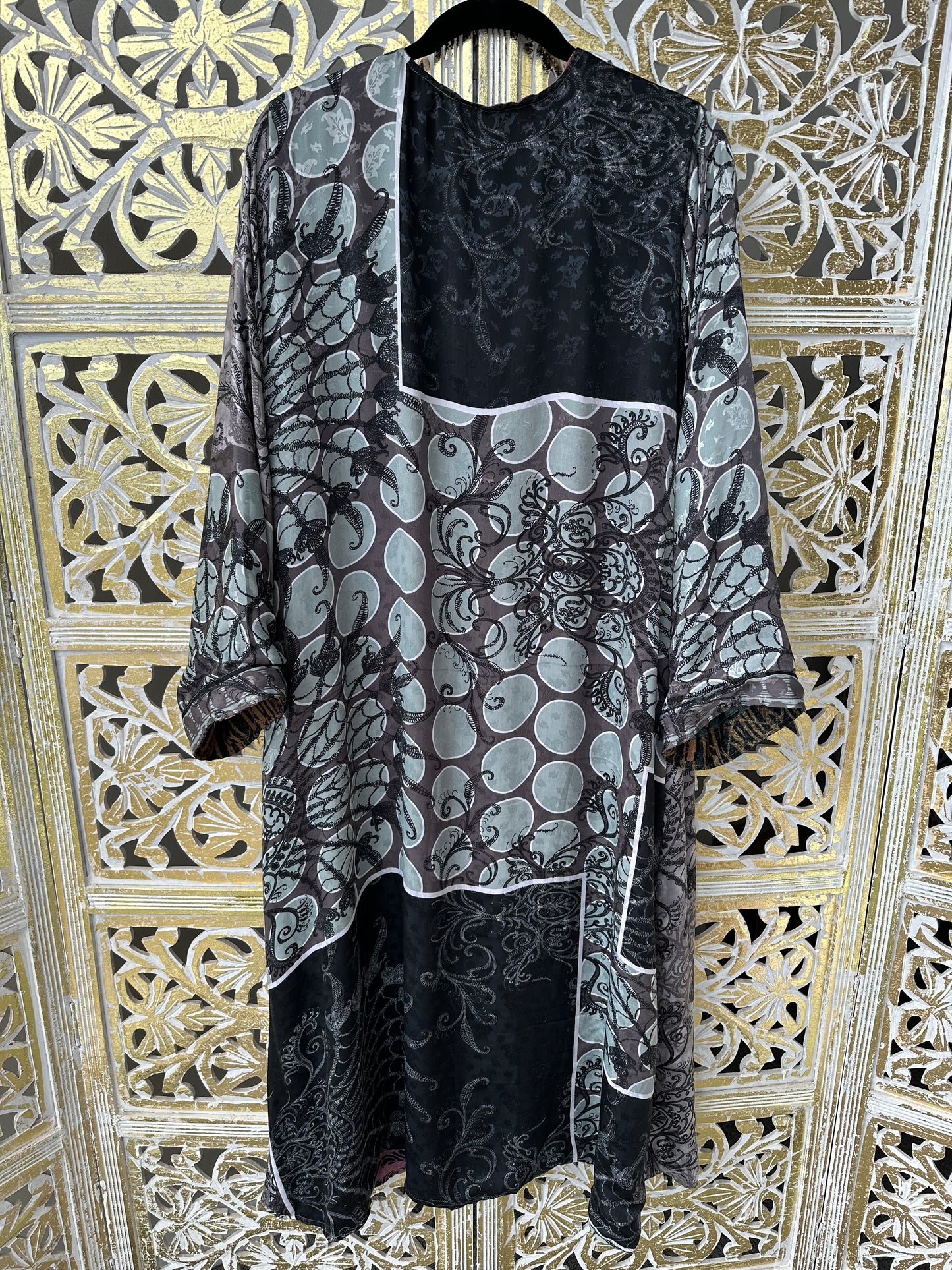 Silk Sari Double Sided Robe - Sunset to Moonlight