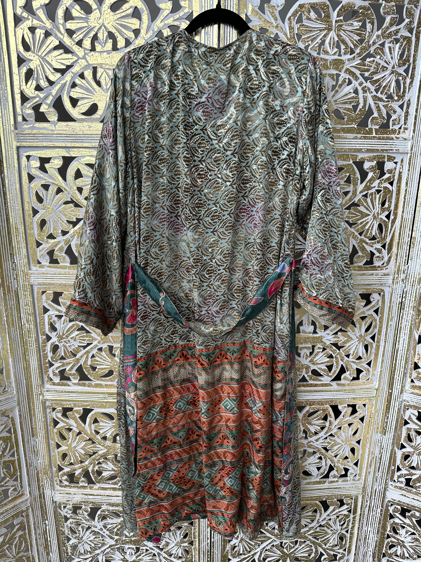 Silk Sari Double Sided Robe - Majestic Marina