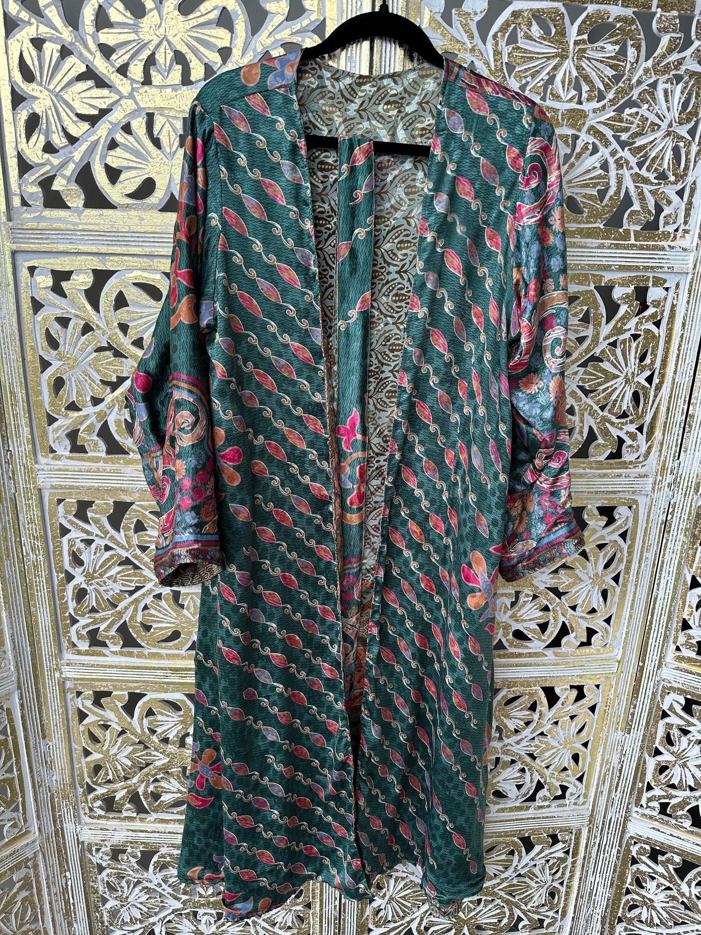 Silk Sari Double Sided Robe - Majestic Marina