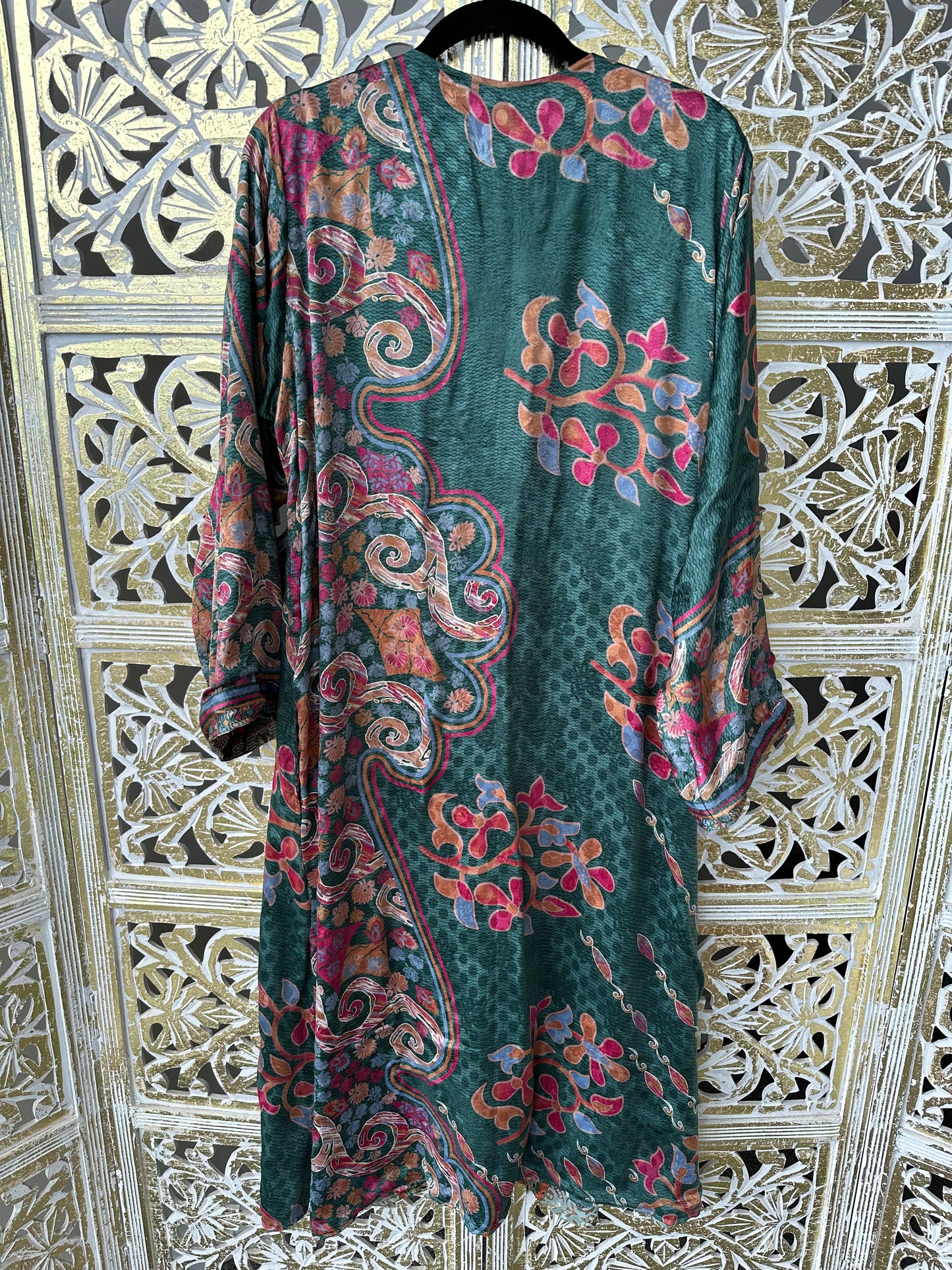 Silk Sari Double Sided Robe - Majestic Marina