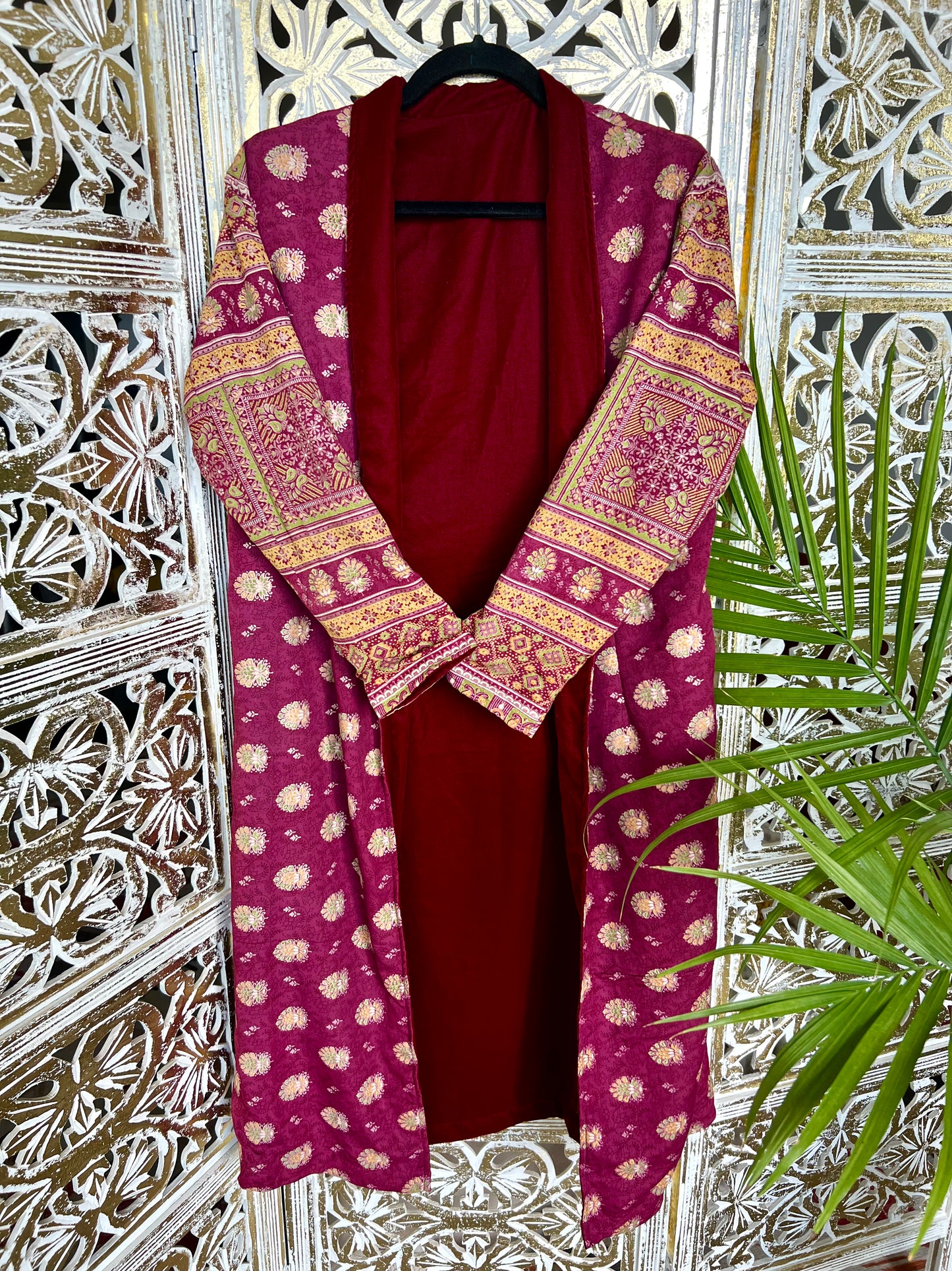 Velvet Jacket (reversible)- Maroon Paisley