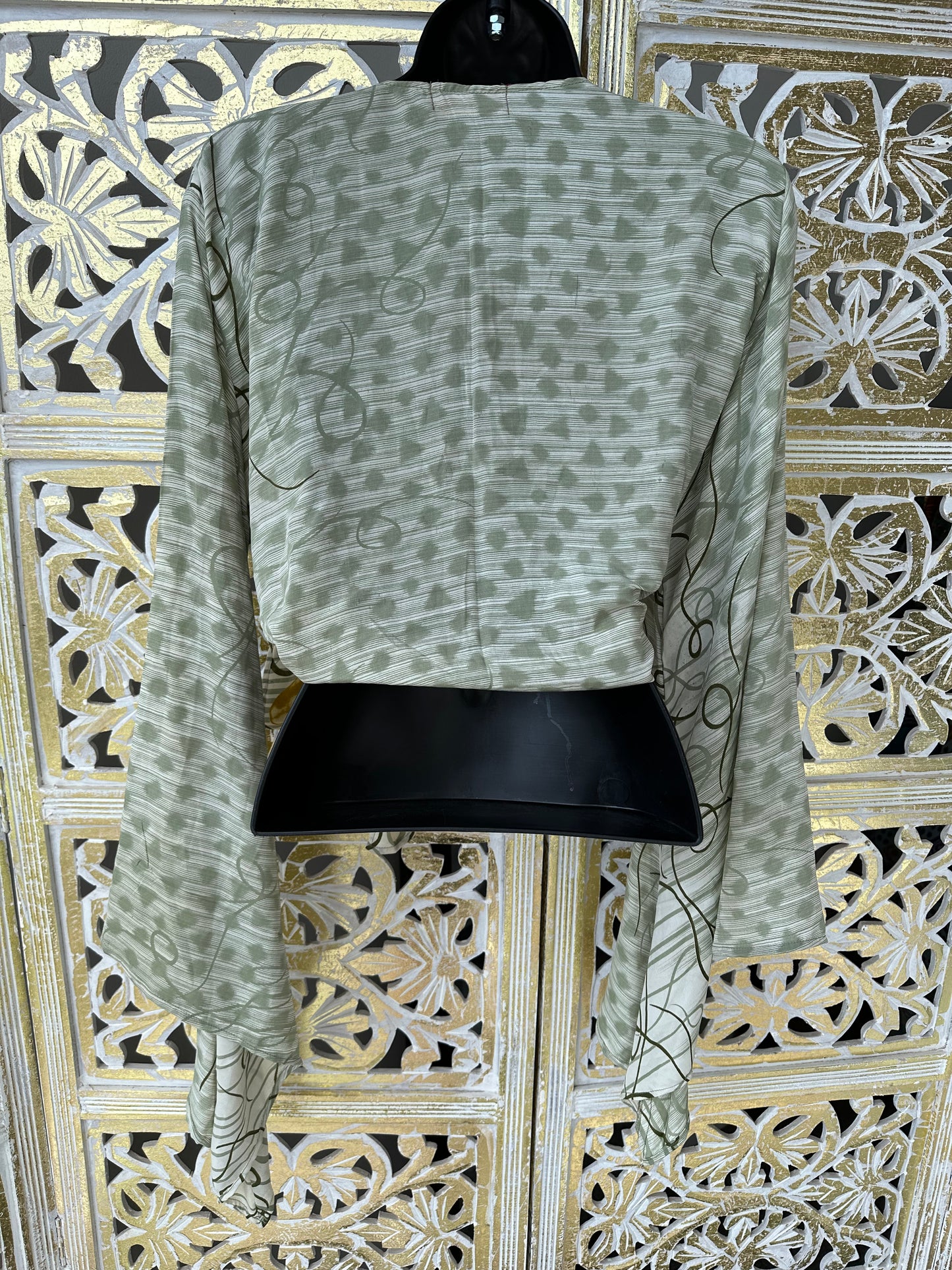 Silk Sari Goddess Top - Olive Green