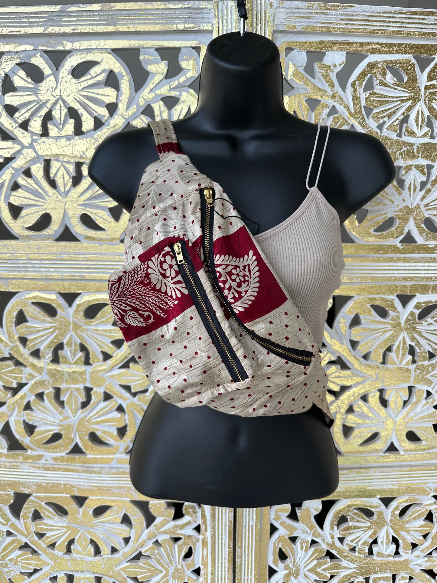 Silk Sari Fanny Pack - Rose Paisley