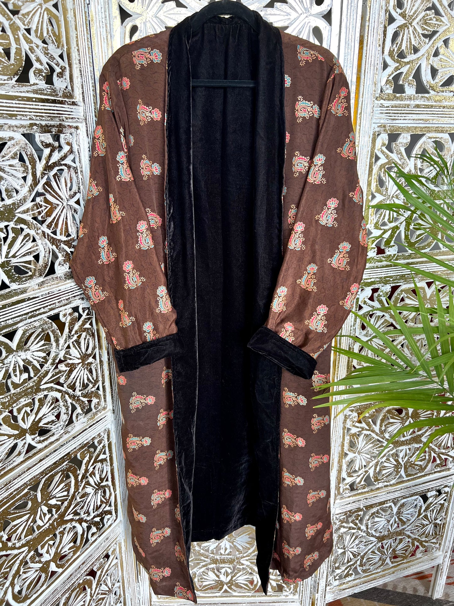 Velvet Jacket (reversible) - Brown Paisley & Black