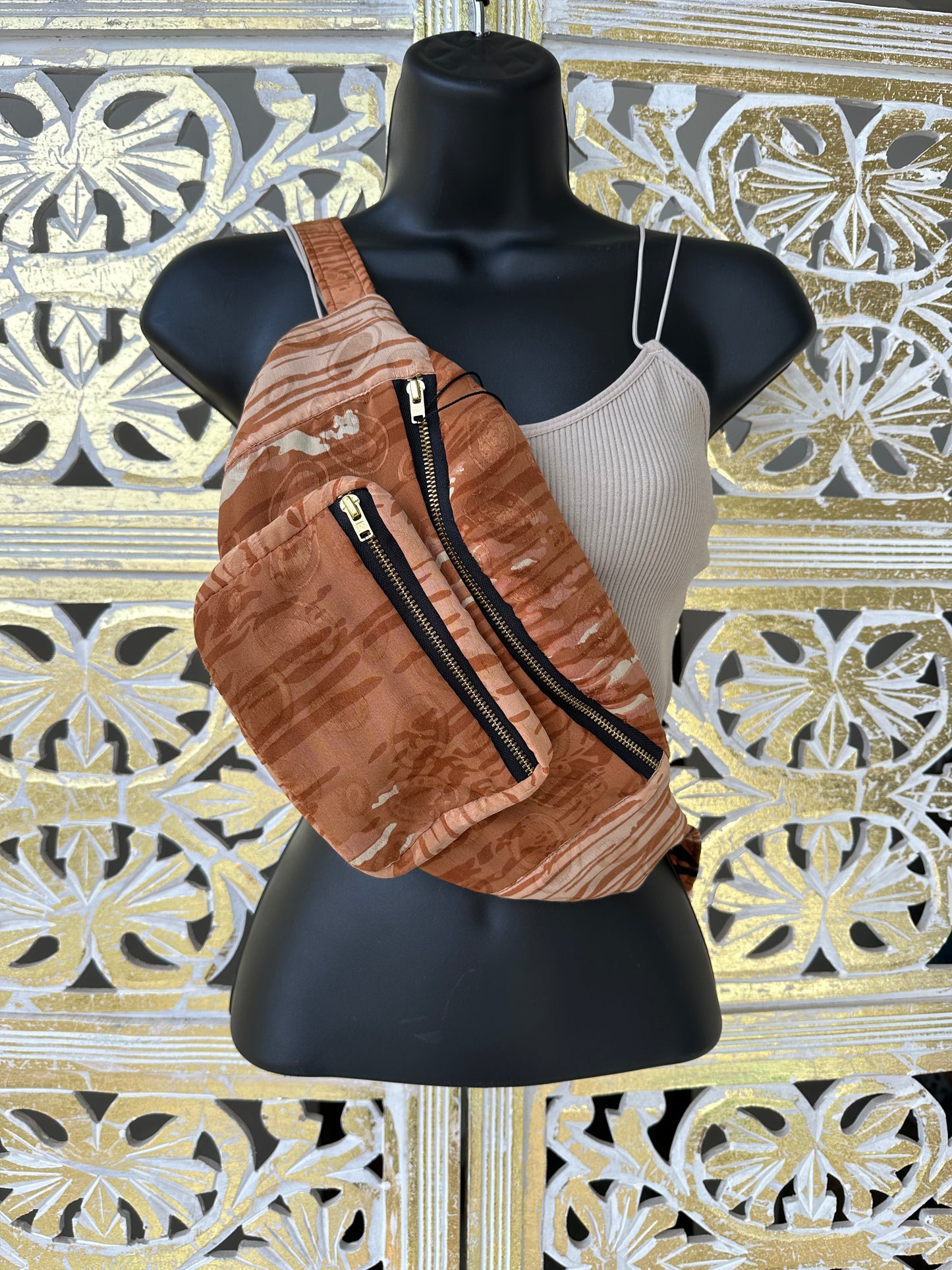 Silk Sari Fanny Pack - Camel