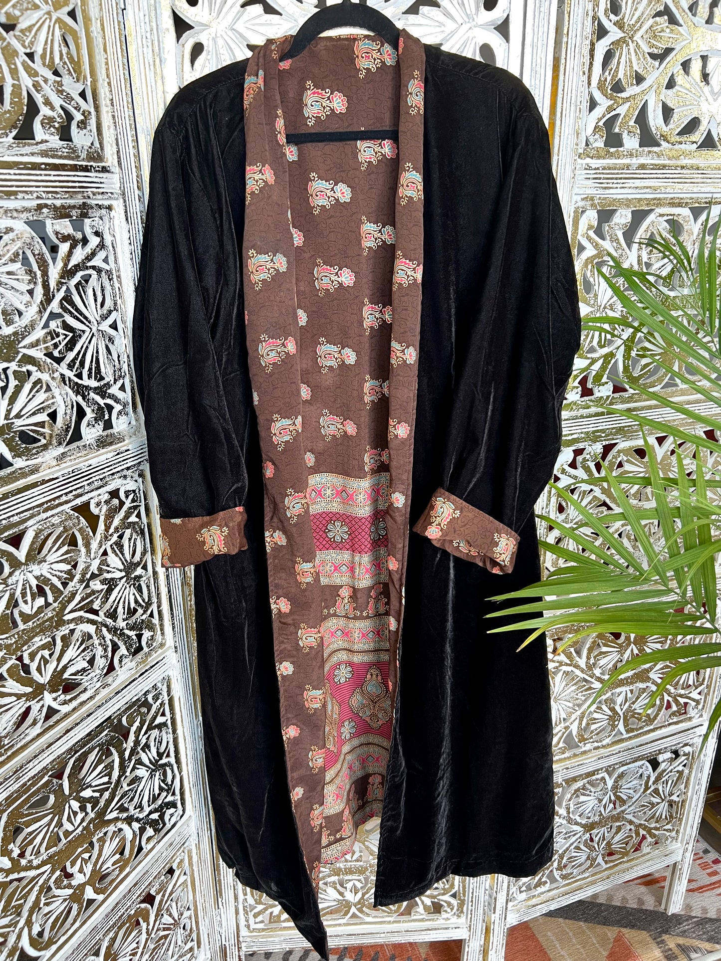 Velvet Jacket (reversible) - Brown Paisley & Black