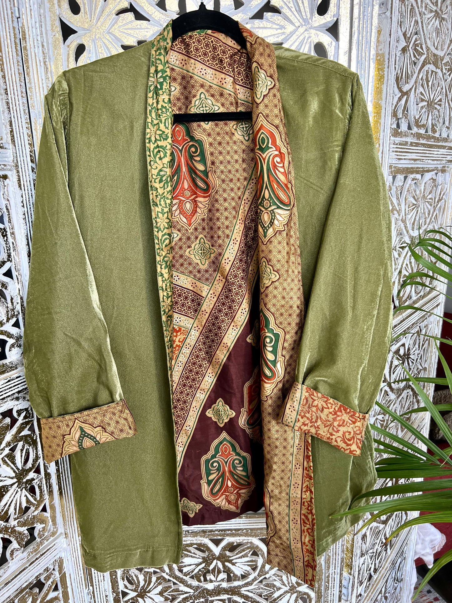 Short Velvet Jacket (reversible) - Olive