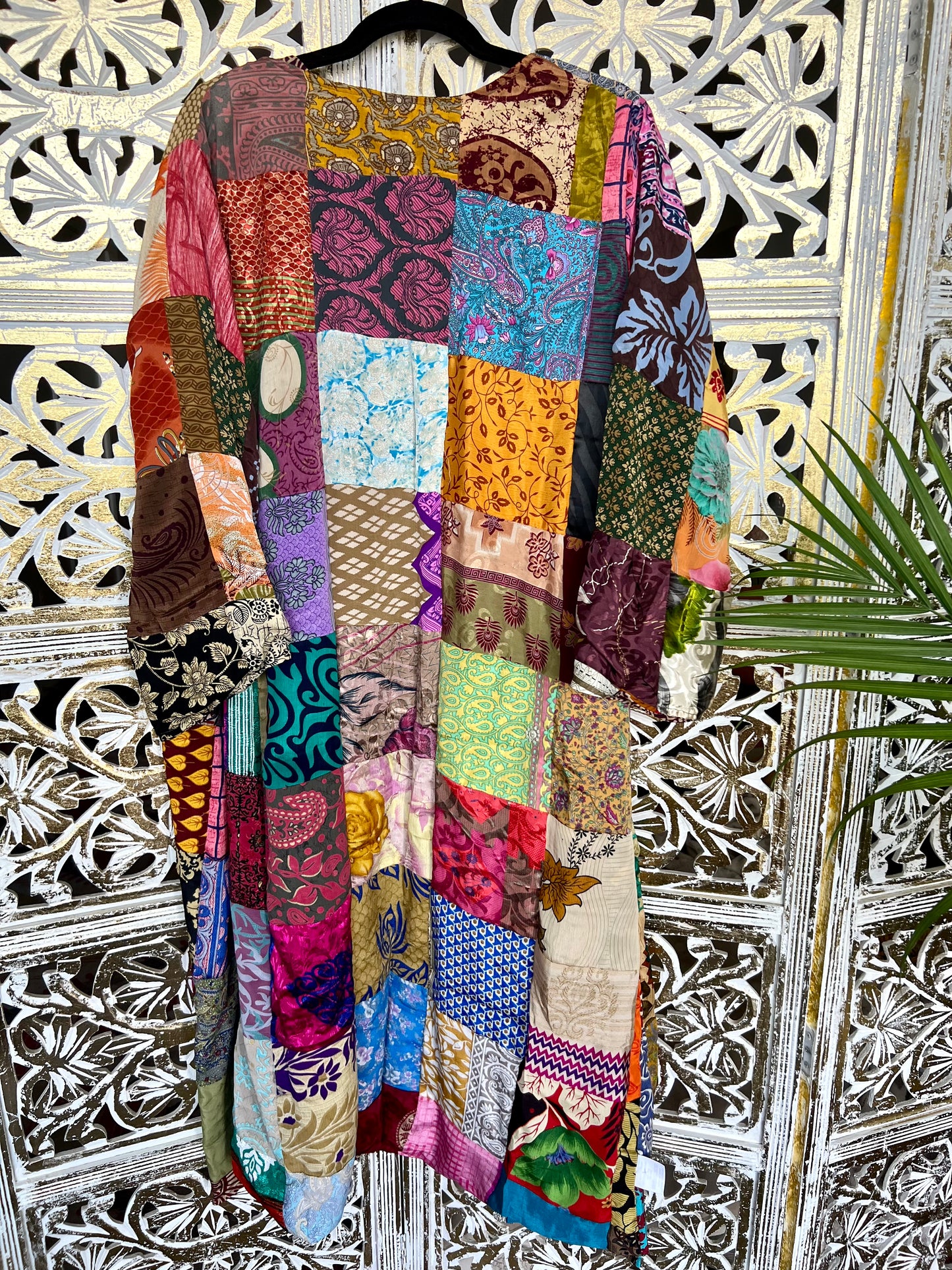 Silk Kimono (reversible) - Maroon/Red & Patchwork