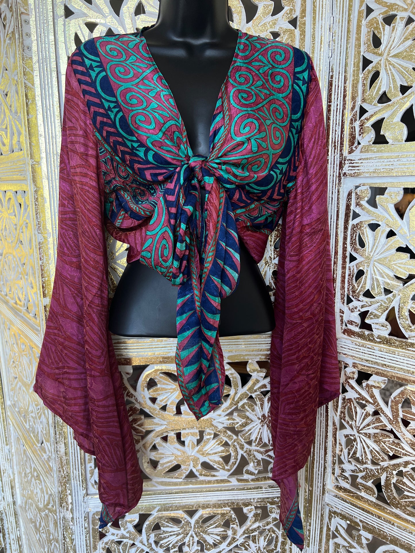 Silk Sari Goddess Top - Marine