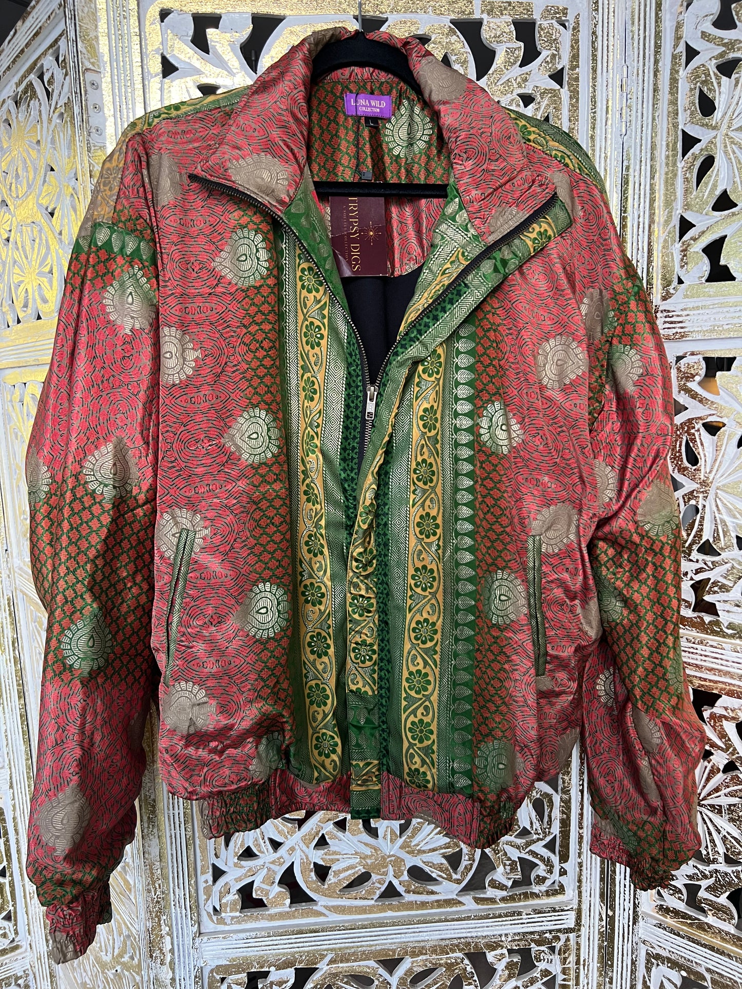 Bomber Jacket - Peach & Green