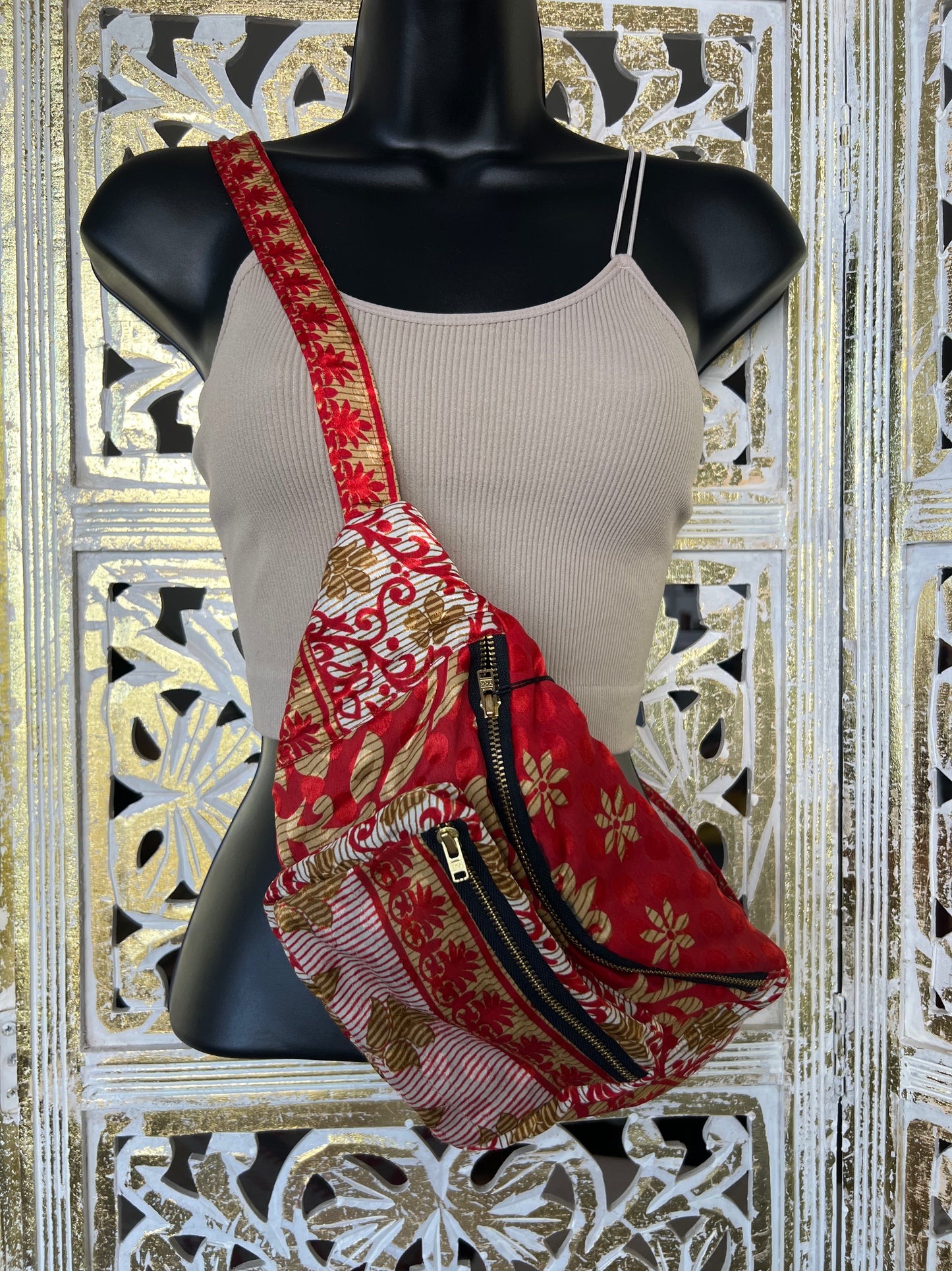 Silk Sari Fanny Pack - Red