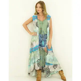 Silk Vest - Blue & Green