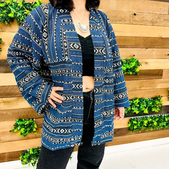 Handwoven Boho Jacket - Blue