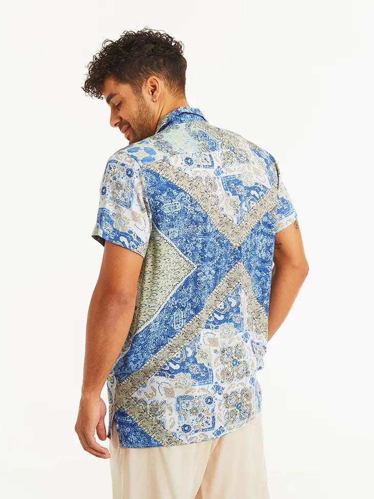 Button-Up Shirt - Blue Patterned