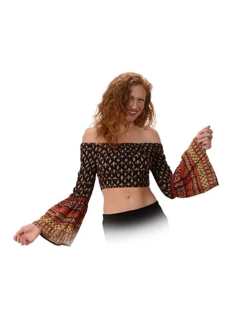 Flare Sleeve Crop Top