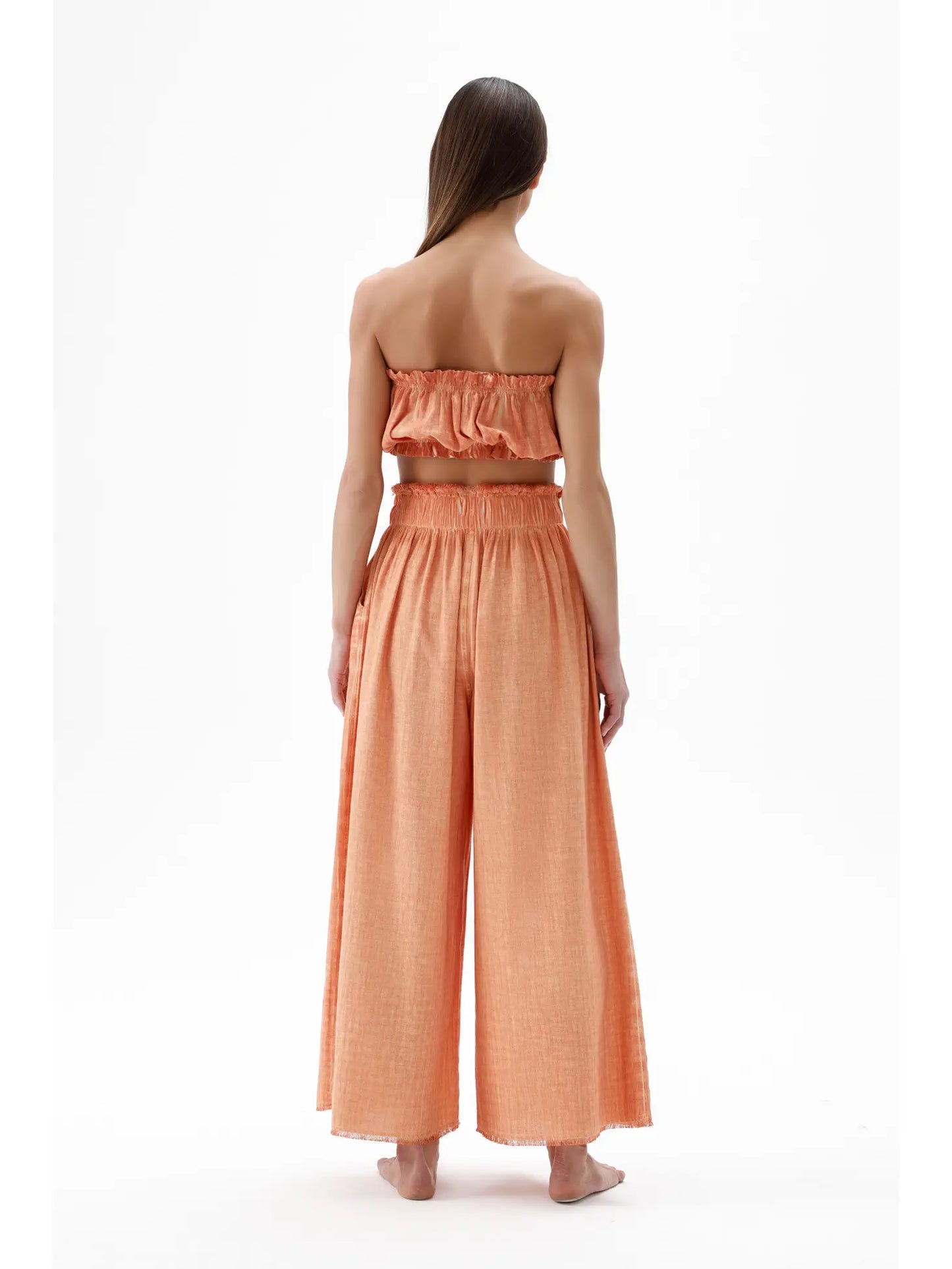 Bandeau Top + Palazzo Pants (set) - Orange