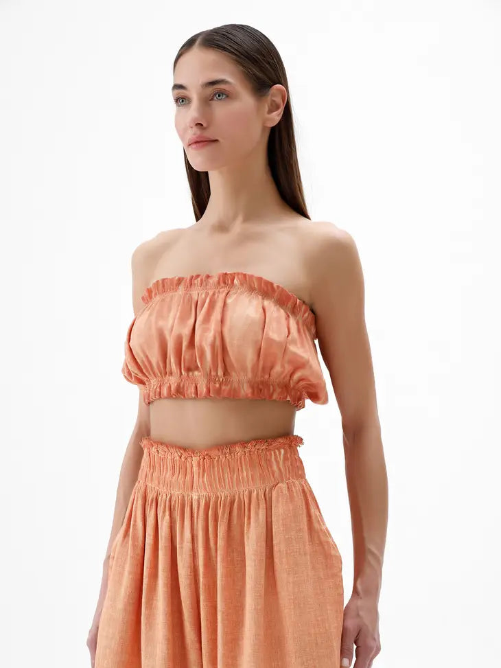 Bandeau Top + Palazzo Pants (set) - Orange