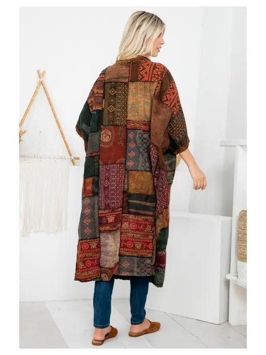 Oversized Long Kimono - Patchwork