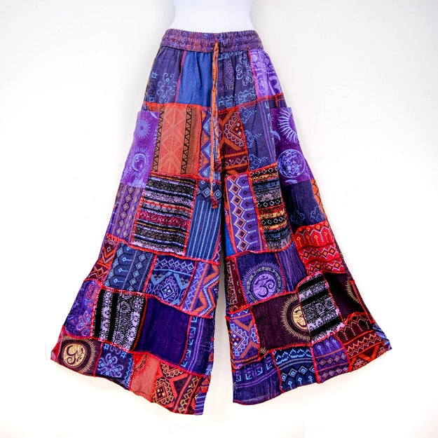 Handwoven Palazzo Pants - Purple Patchwork