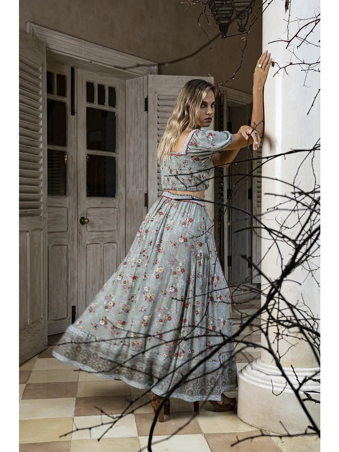 Annie Top + Maxi Skirt (set) - Sage