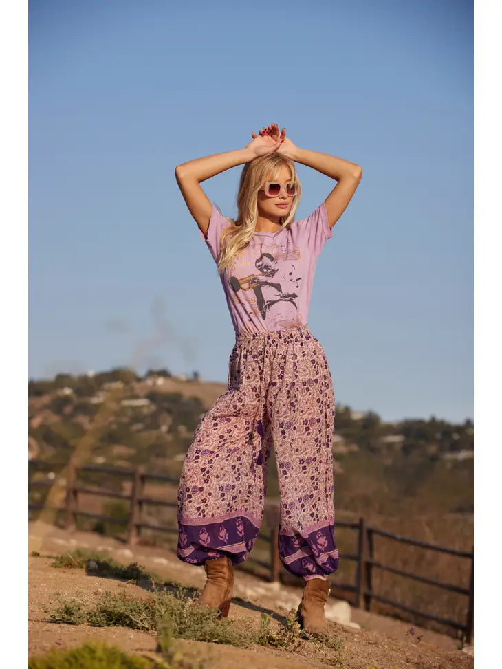 Anna Printed Harem Pants - Violet