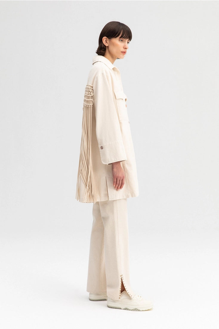 Denim Macrome Jacket - White