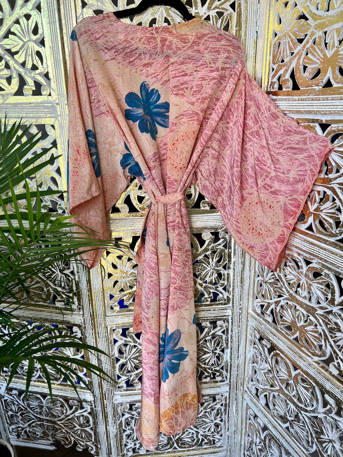 Silk Sari Robe - Pink Floral