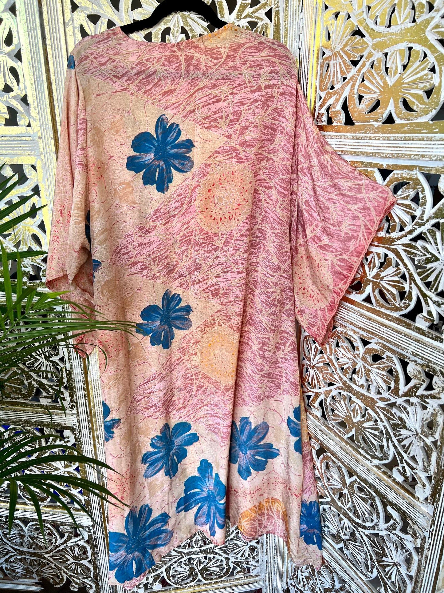 Silk Sari Robe - Pink Floral