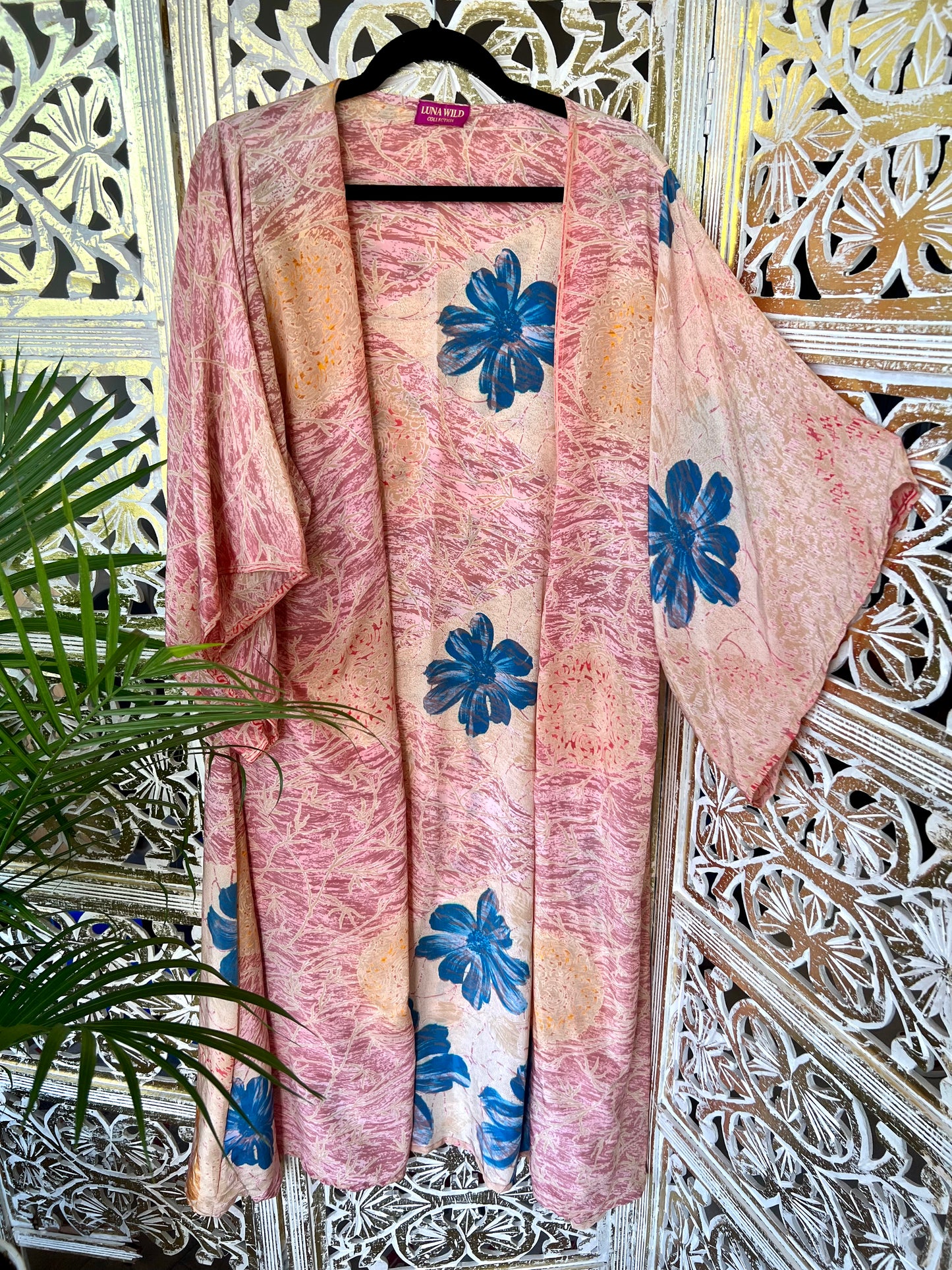 Silk Sari Robe - Pink Floral