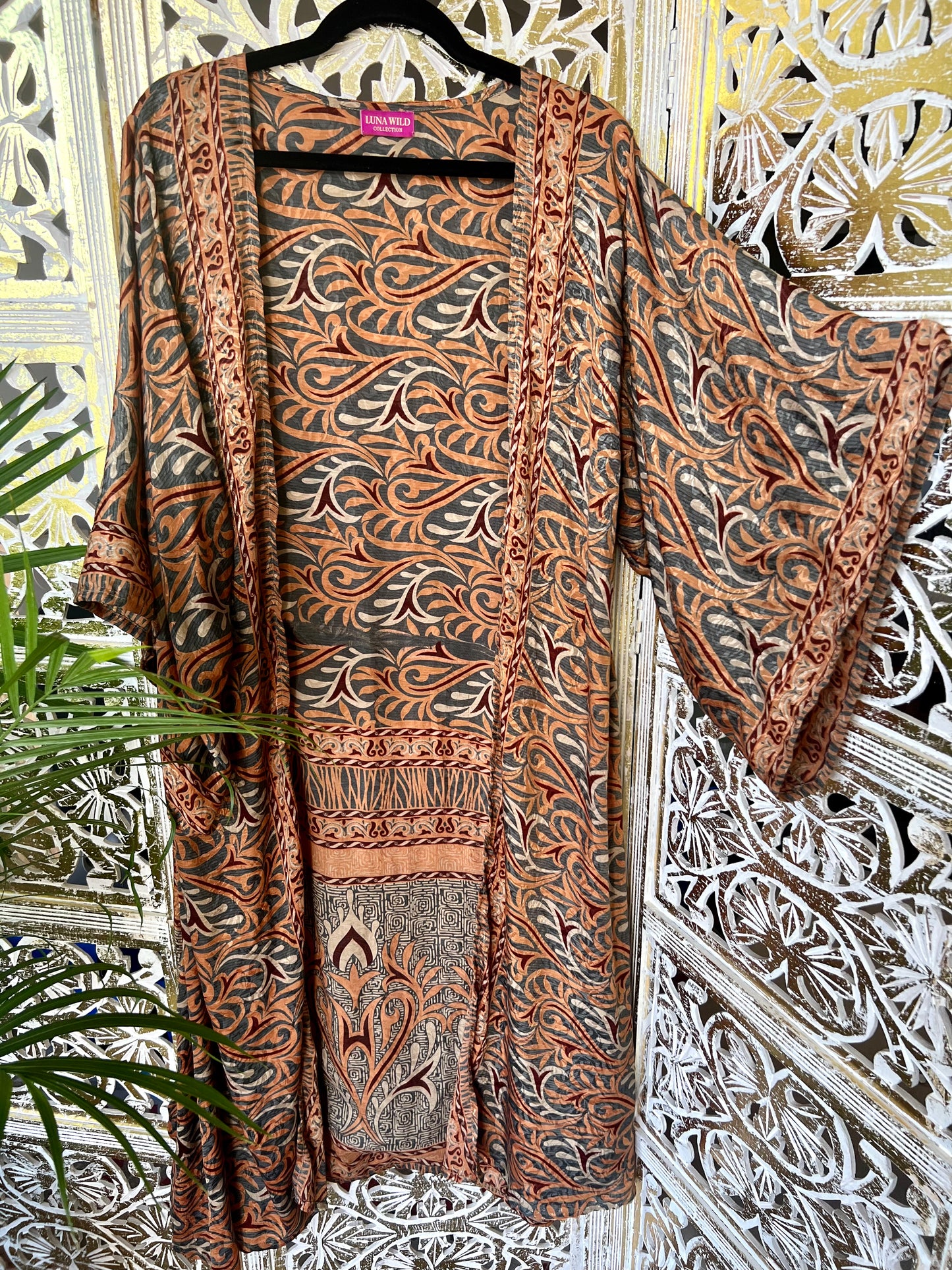 Silk Sari Robe - Jungle