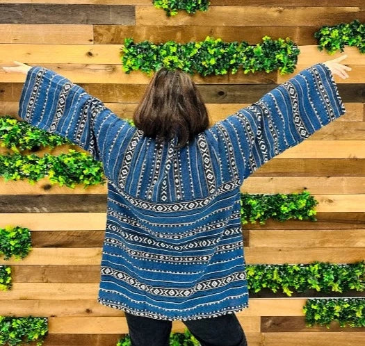 Handwoven Boho Jacket - Blue