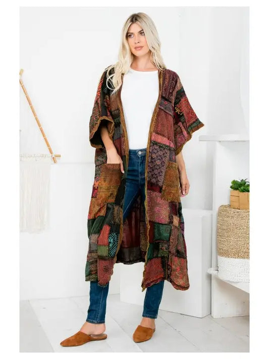 Oversized Long Kimono - Patchwork